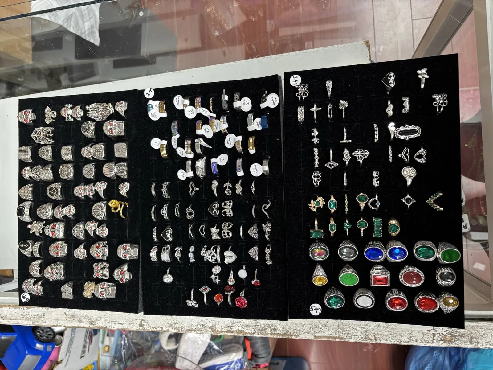 Jewelry and rings display